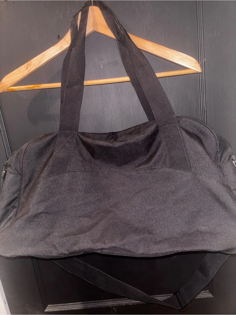 Adidas Black Duffel Gym Bag Large White Logo Shoulder Strap